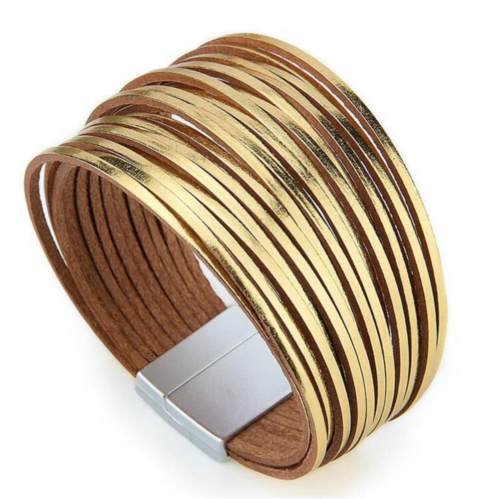 Elegant Gold and Brown Women's Bracelet